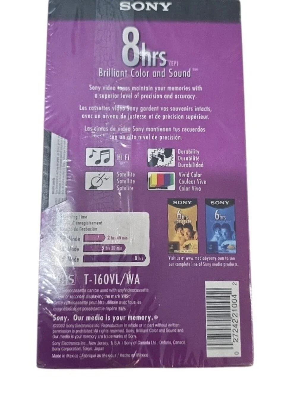 SONY T-160 8 hour VHS Tapes Standard Grades Lot 3 327 M Home Videos NEW Vintage